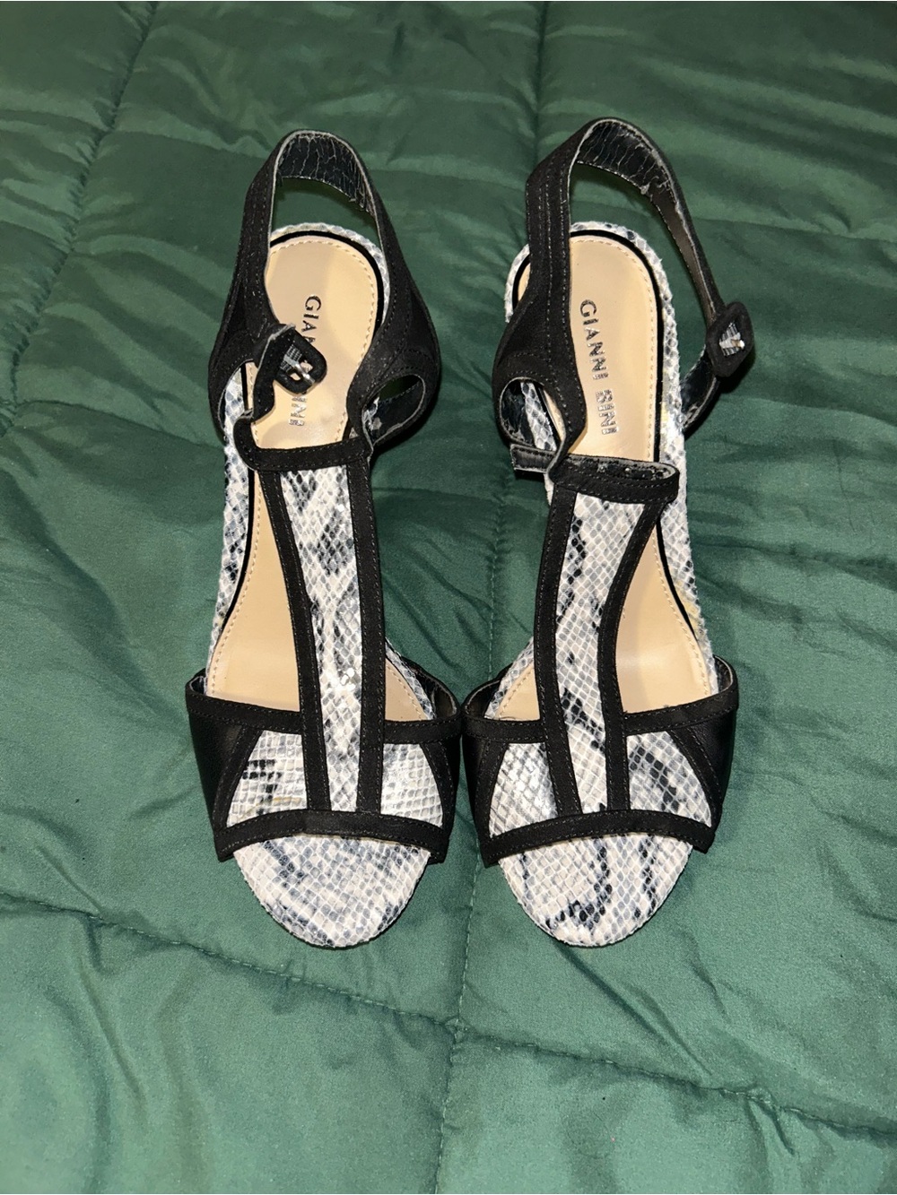 Gianni Bini Black & White Snake Print Heels